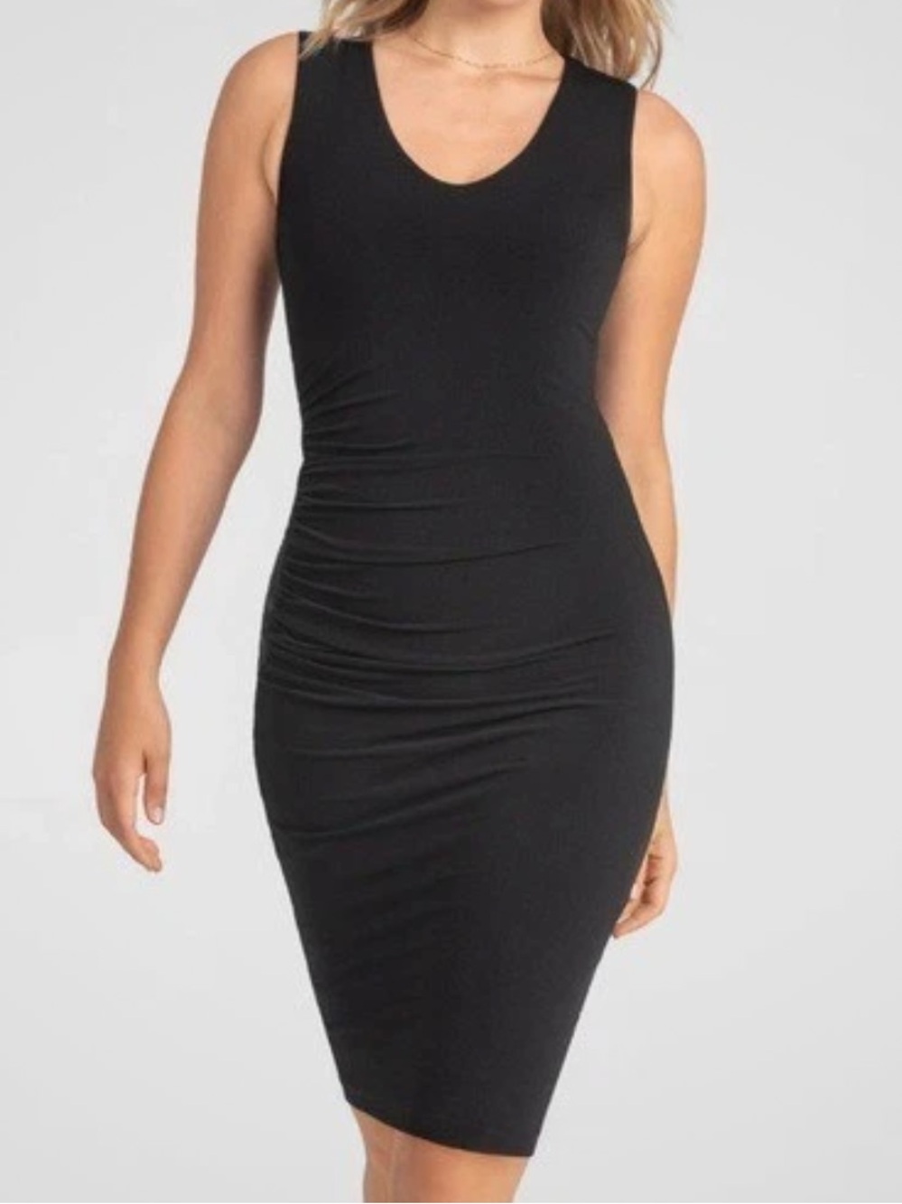 Honeylove Women L InnerPower Sleeveless Ruched Midi Bodycon Shapewear Dress